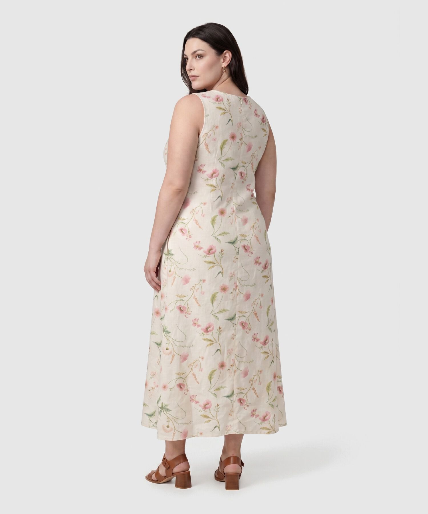 Vestido Largo Estampado De Corte Recto Para Mujer Curvy