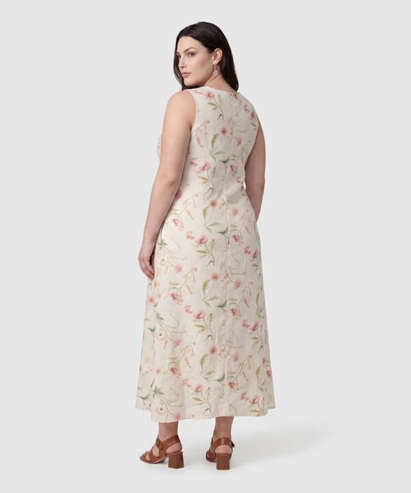 Vestido Largo Estampado De Corte Recto Para Mujer Curvy