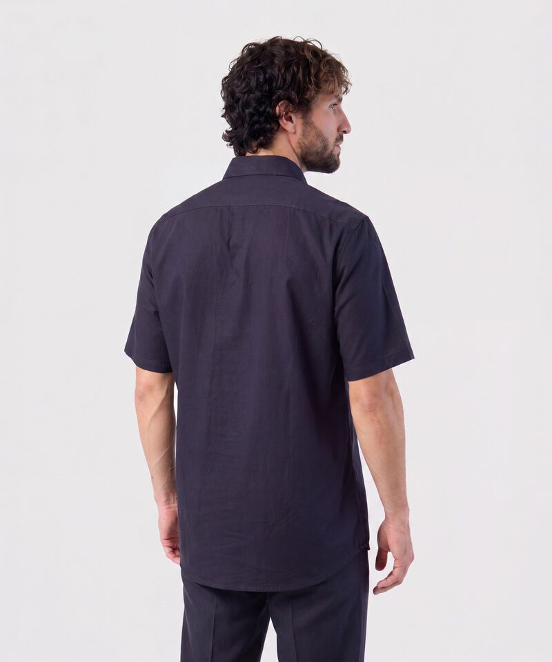 Camisa Manga Corta Unicolor Para Hombre
