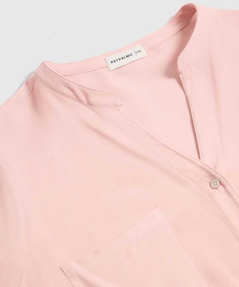 Camisa Cuello Ner&uacute; Y Doble Bolsillo Para Mujer Curvy