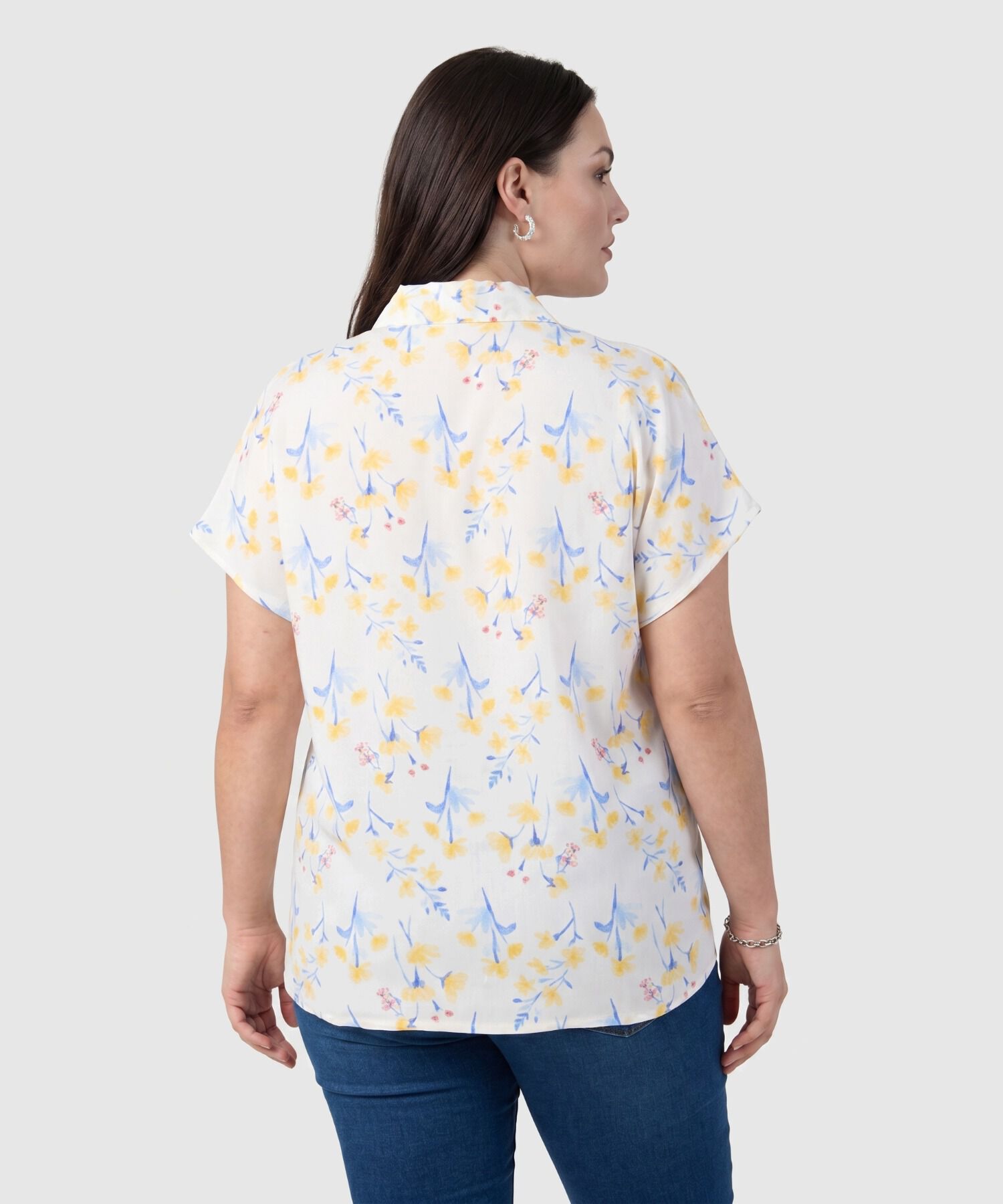 Blusa Estampada De Cuello En V Mujer Curvy