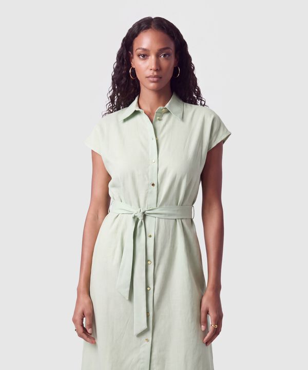 Vestido Camisero Con Cintur&oacute;n Para Mujer