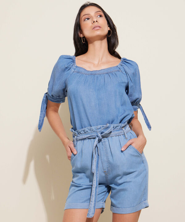 Blusa Mangas Con Fajon Para Nudo