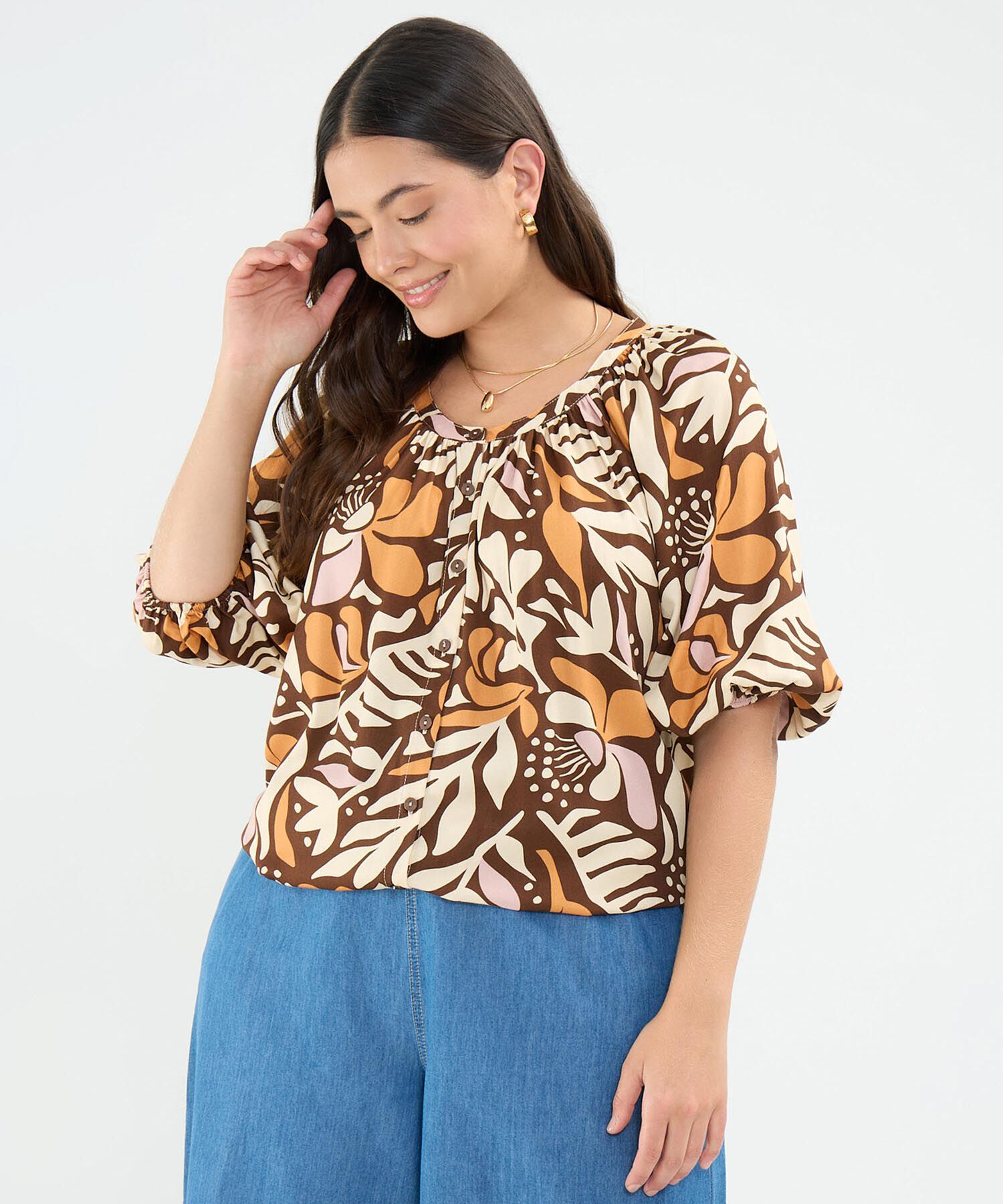 Blusa Estampada Escote en V