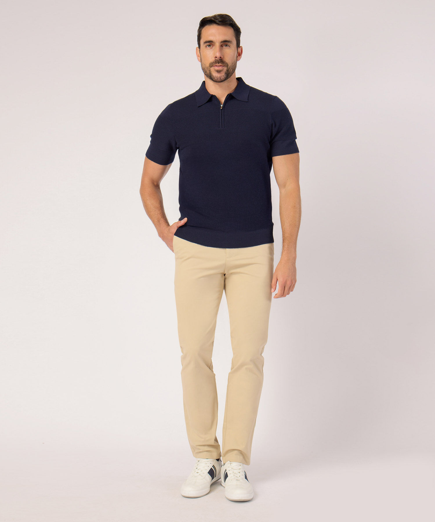 Polo Unicolor Con Cremallera 