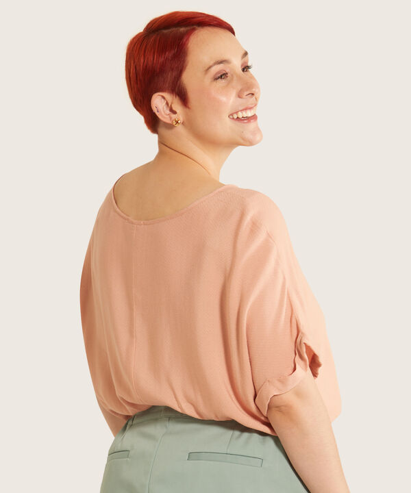 Blusa Unicolor Manga Corta Corrida Con Guardapolvo