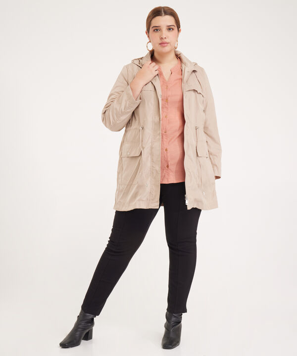 Chaqueta Parka Con Capota, Charreteras Y Cordon De Ajuste