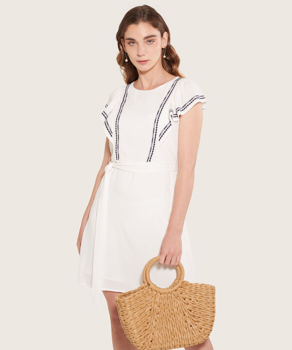 Vestido Escote Redondo Con Detalle De Bordado