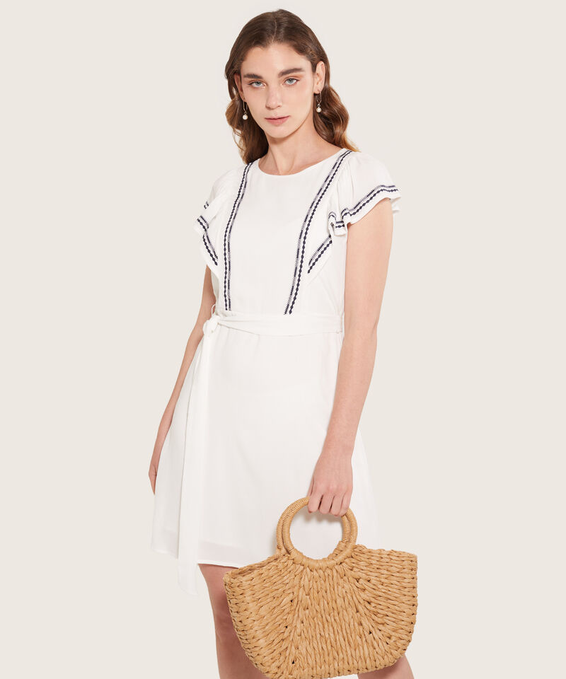 Vestido Escote Redondo Con Detalle De Bordado