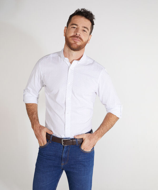 Camisa Manga Larga Estampada Cuello Camisero image number null