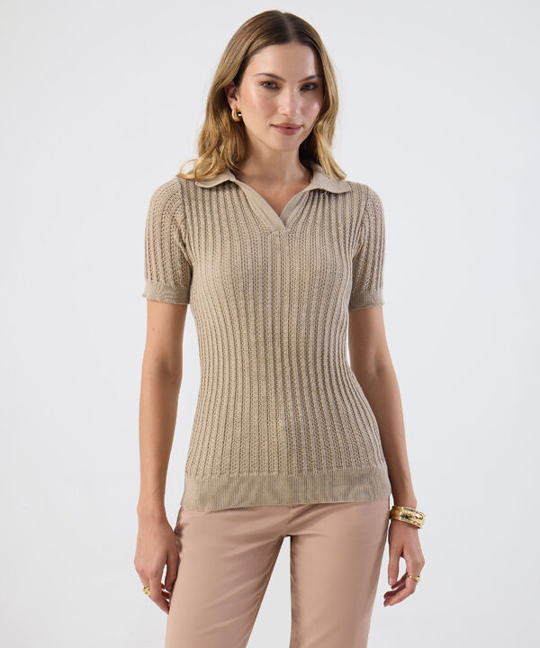 Polo Punto Calado Manga Corta Para Mujer image number null