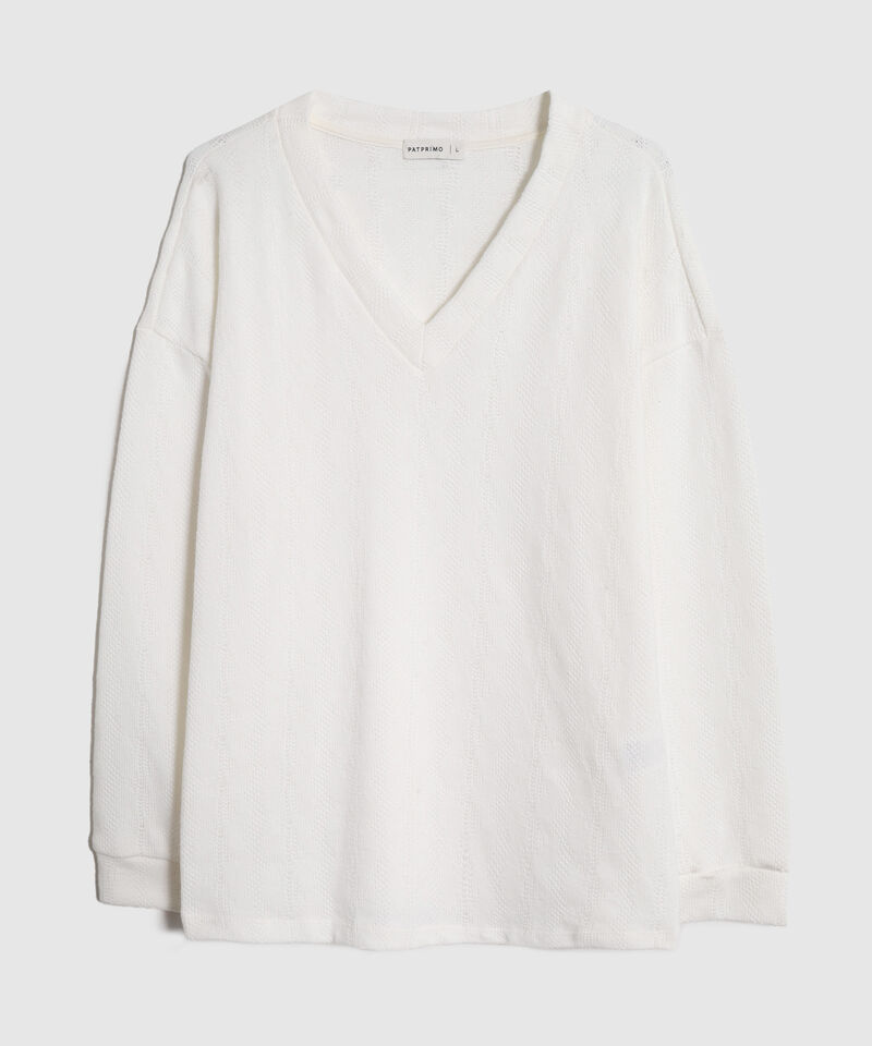 Saco Oversize Texturizado Cuello V Para Mujer