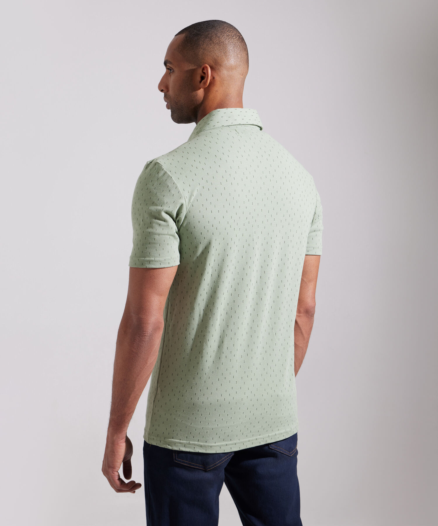 Polo Estampada Cuello Duro, Con Bolsillo
