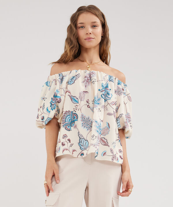 Blusa Encauchada Estampada Manga Al Codo image number null