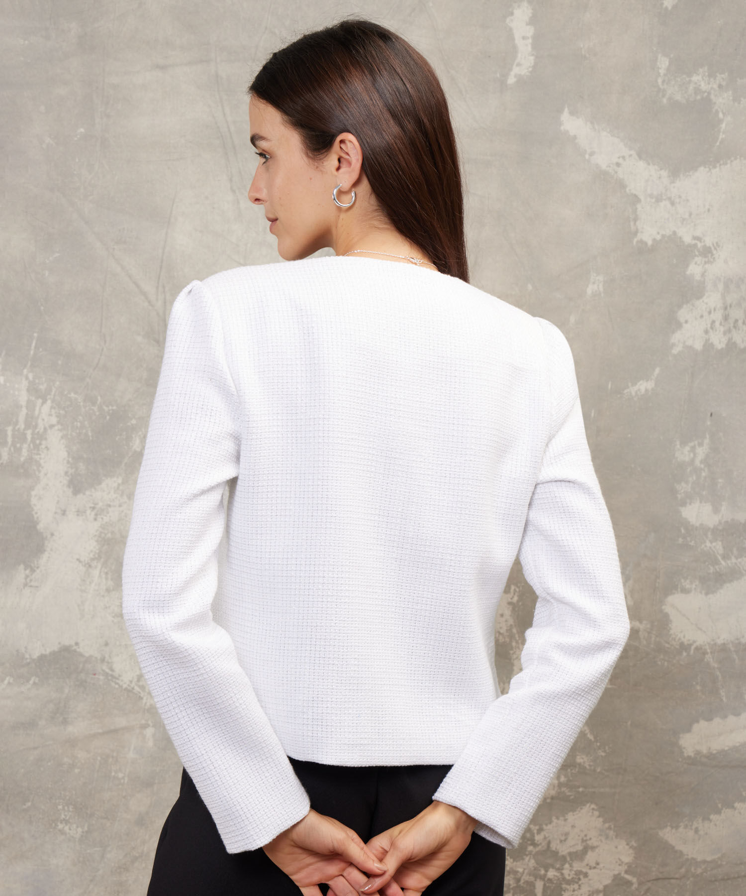 Blazer Unicolor Con Bolsillos De Ribete