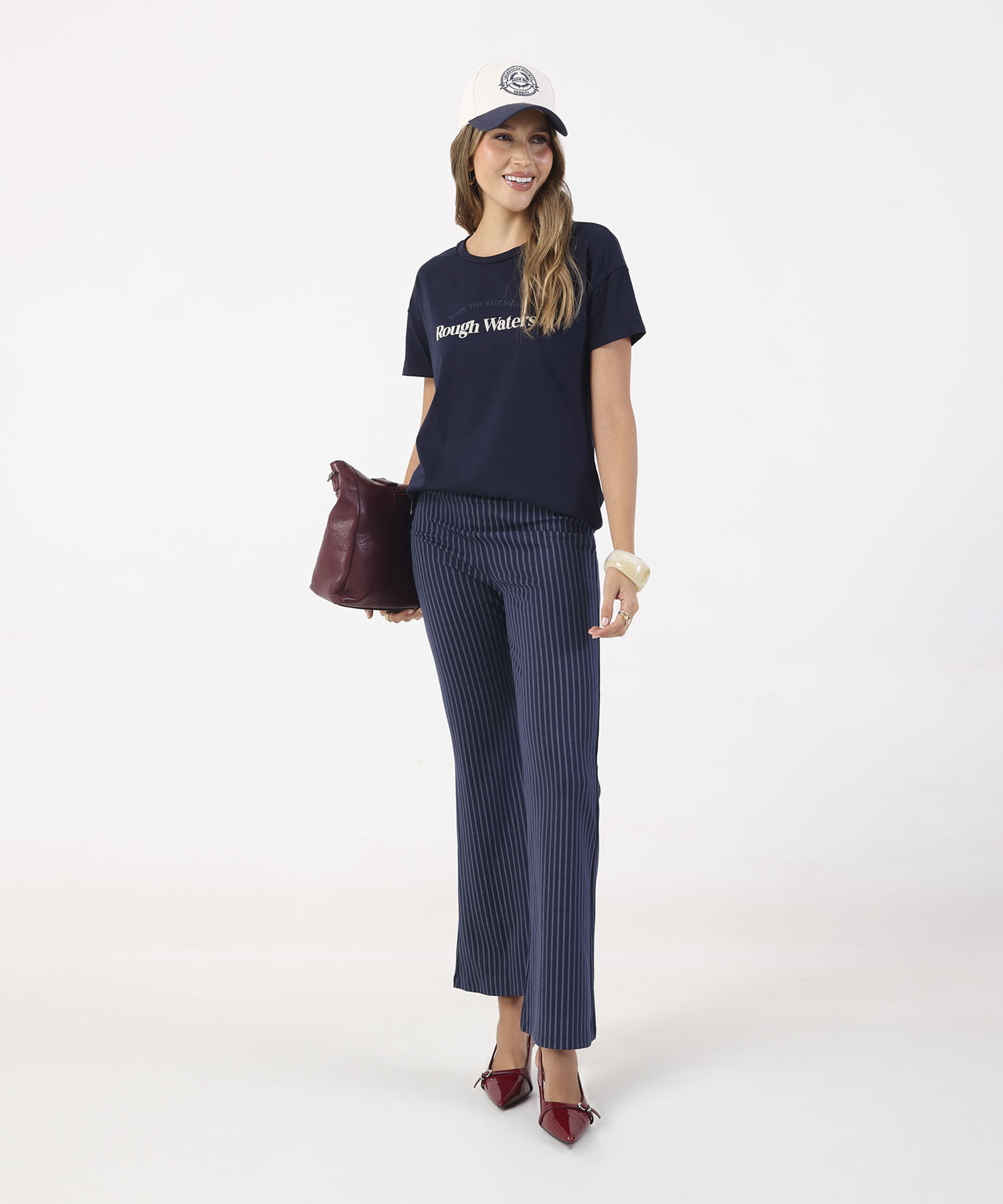 Leggings Para Mujer Campana Rayas Talle Alto