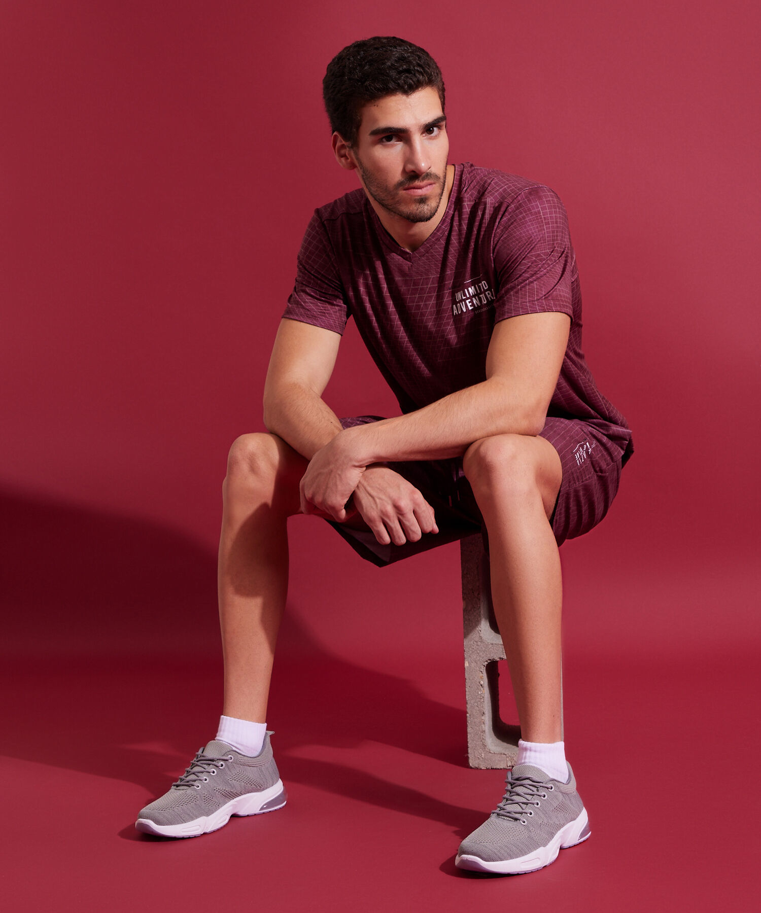 Bermuda Plana Estampada Con Bolsillos