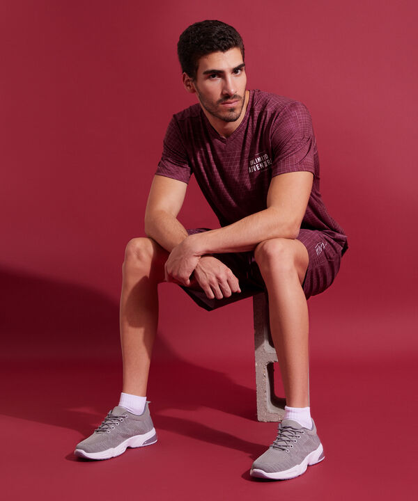 Bermuda Plana Estampada Con Bolsillos