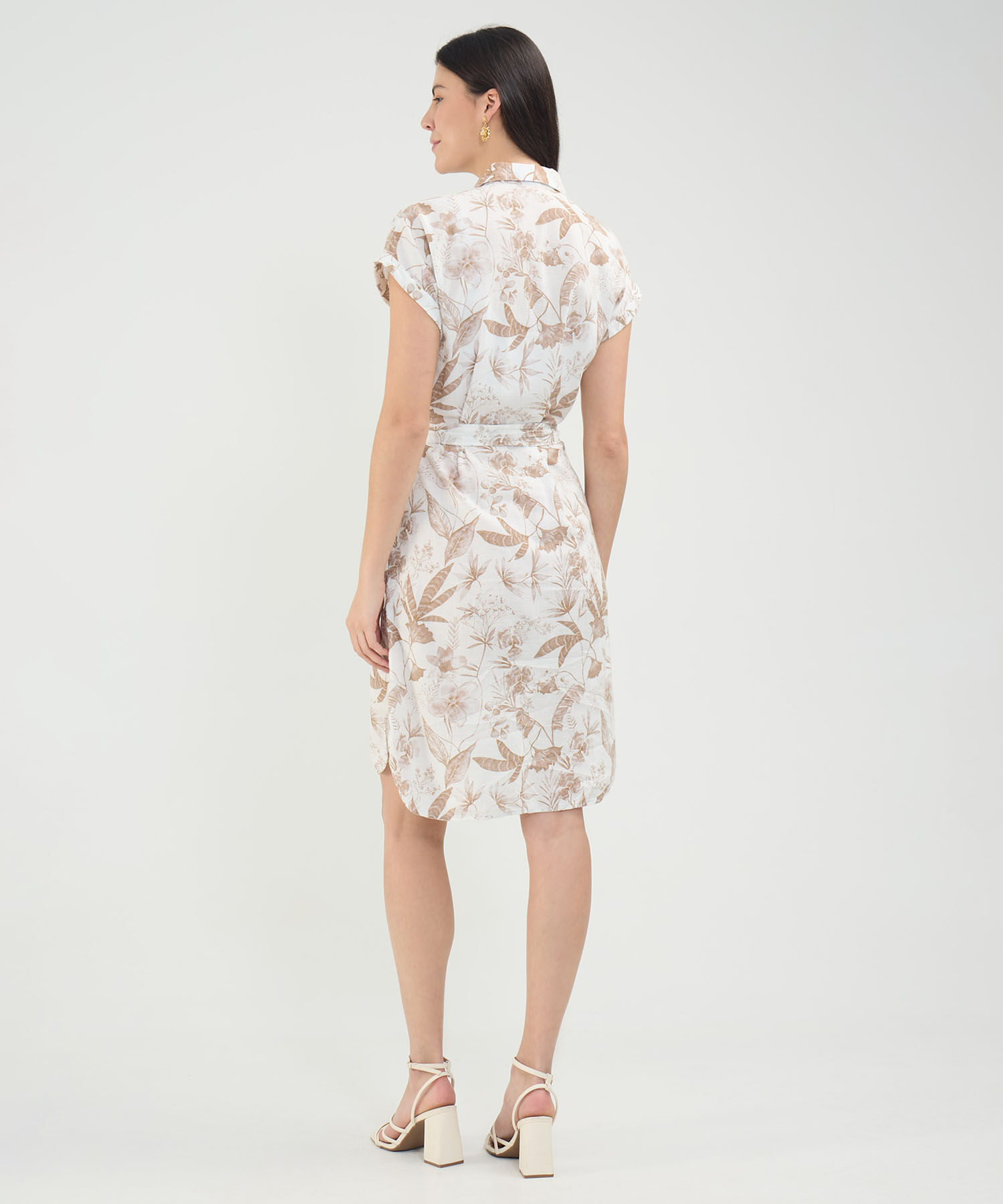 Vestido Camisero en Efecto Lino
