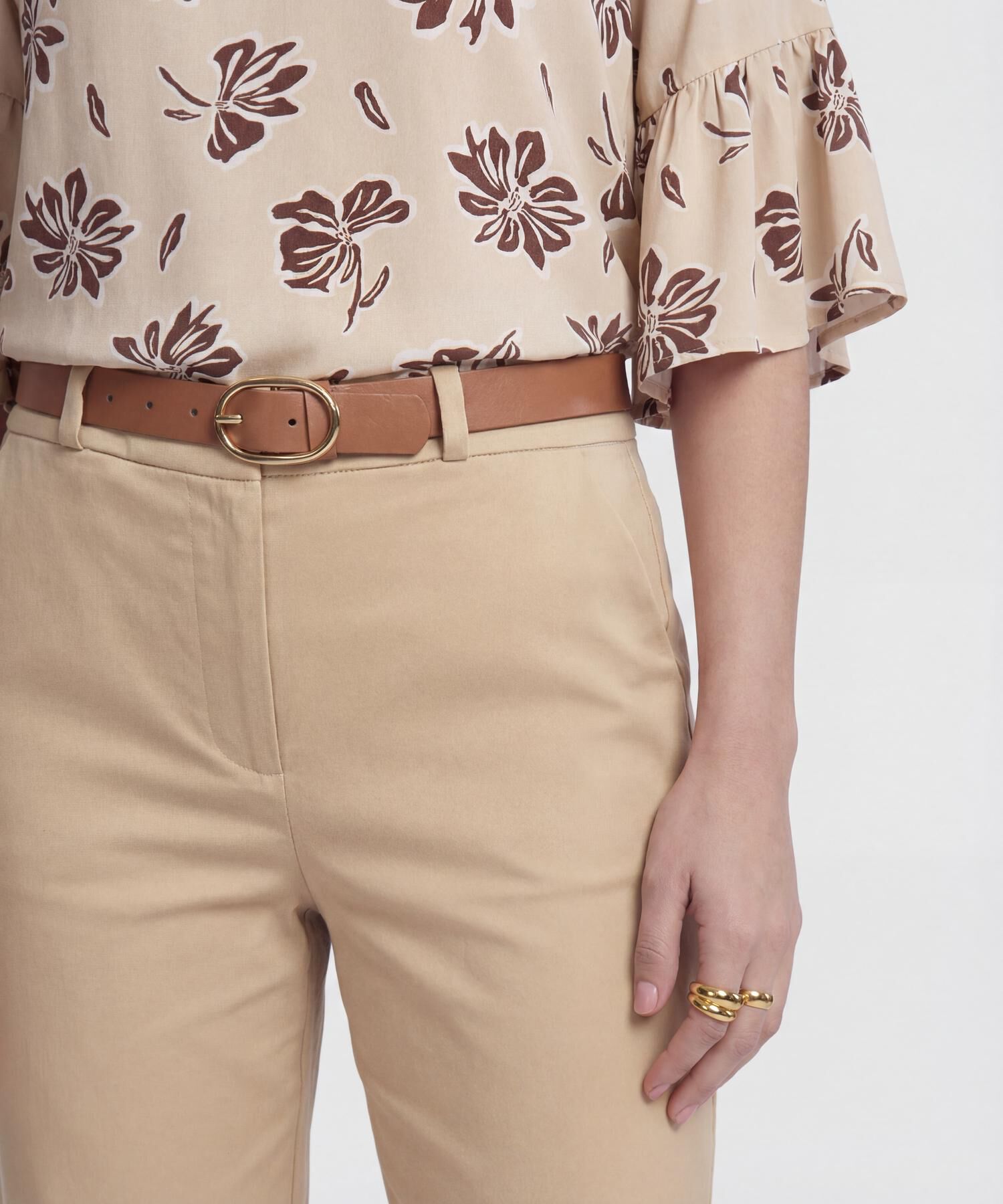 Pantal&oacute;n Unicolor Tipo Chino Para Mujer