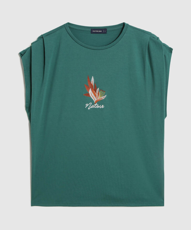 Camiseta Estampada Con Recogido En Mangas 