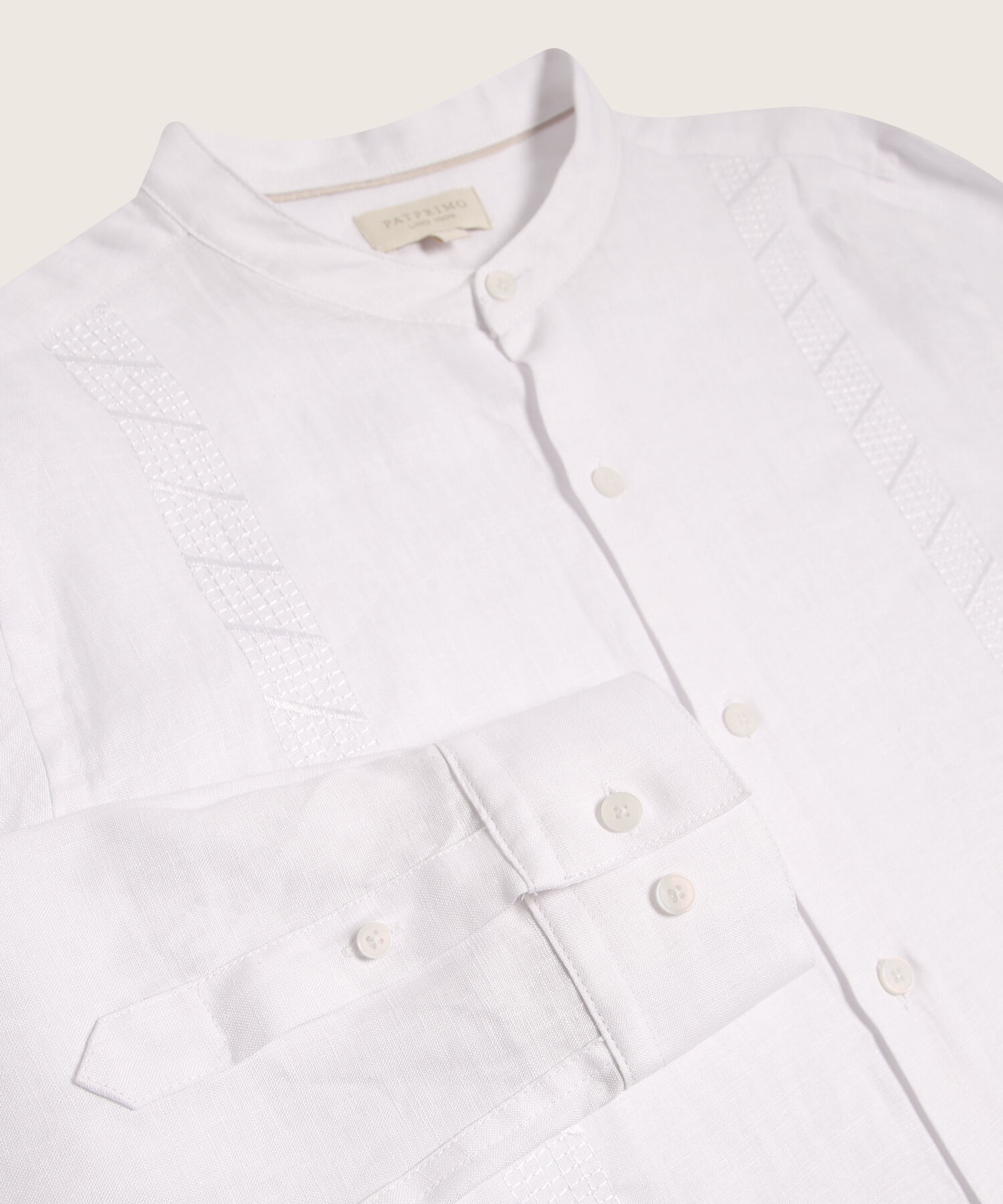 Camisa de Manga Larga con Cuello Mao y Bordado