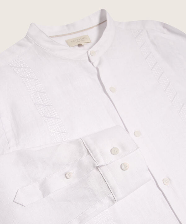 Camisa de Manga Larga con Cuello Mao y Bordado image number null