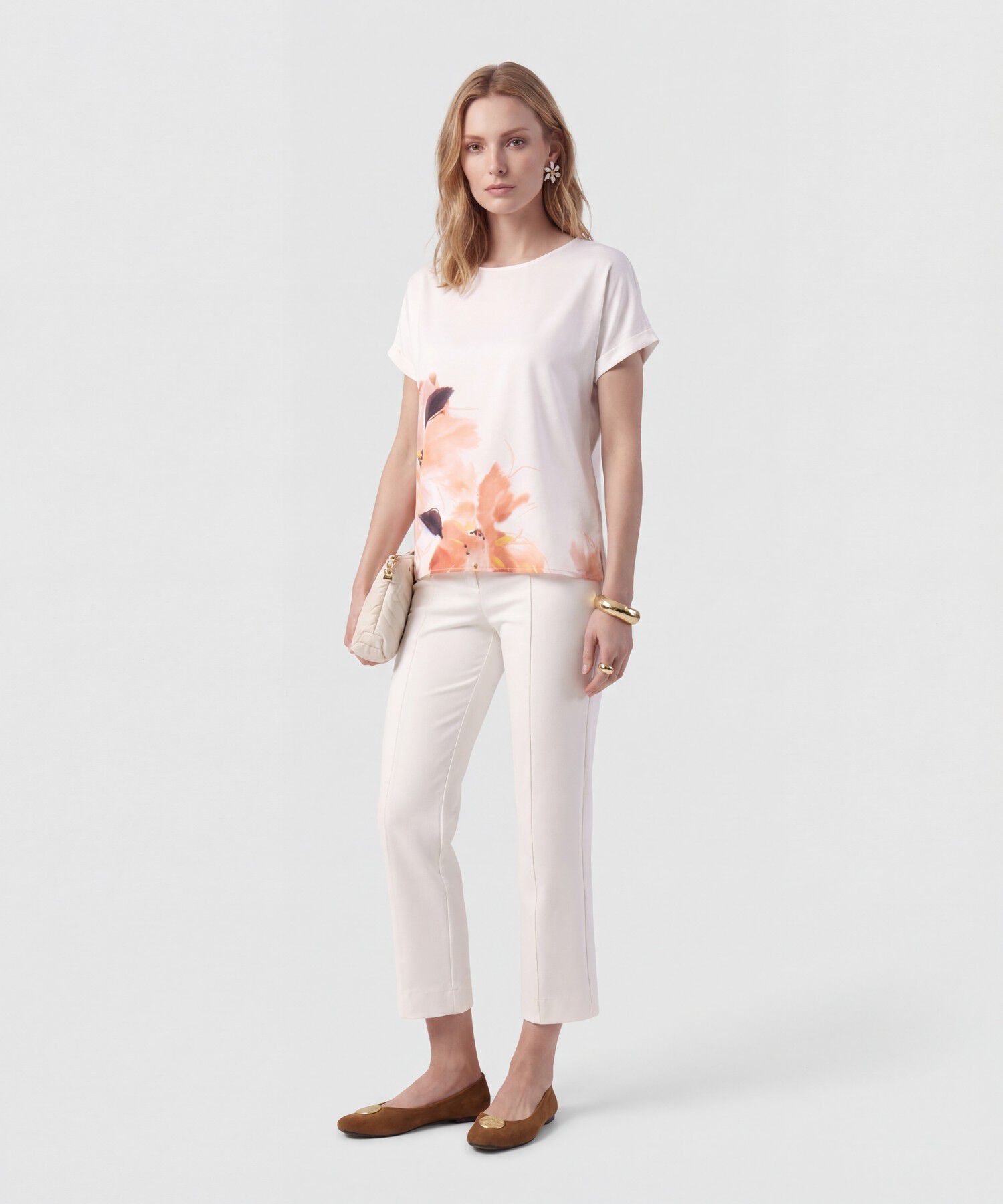 Blusa Cuello Redondo Estampada Para Mujer