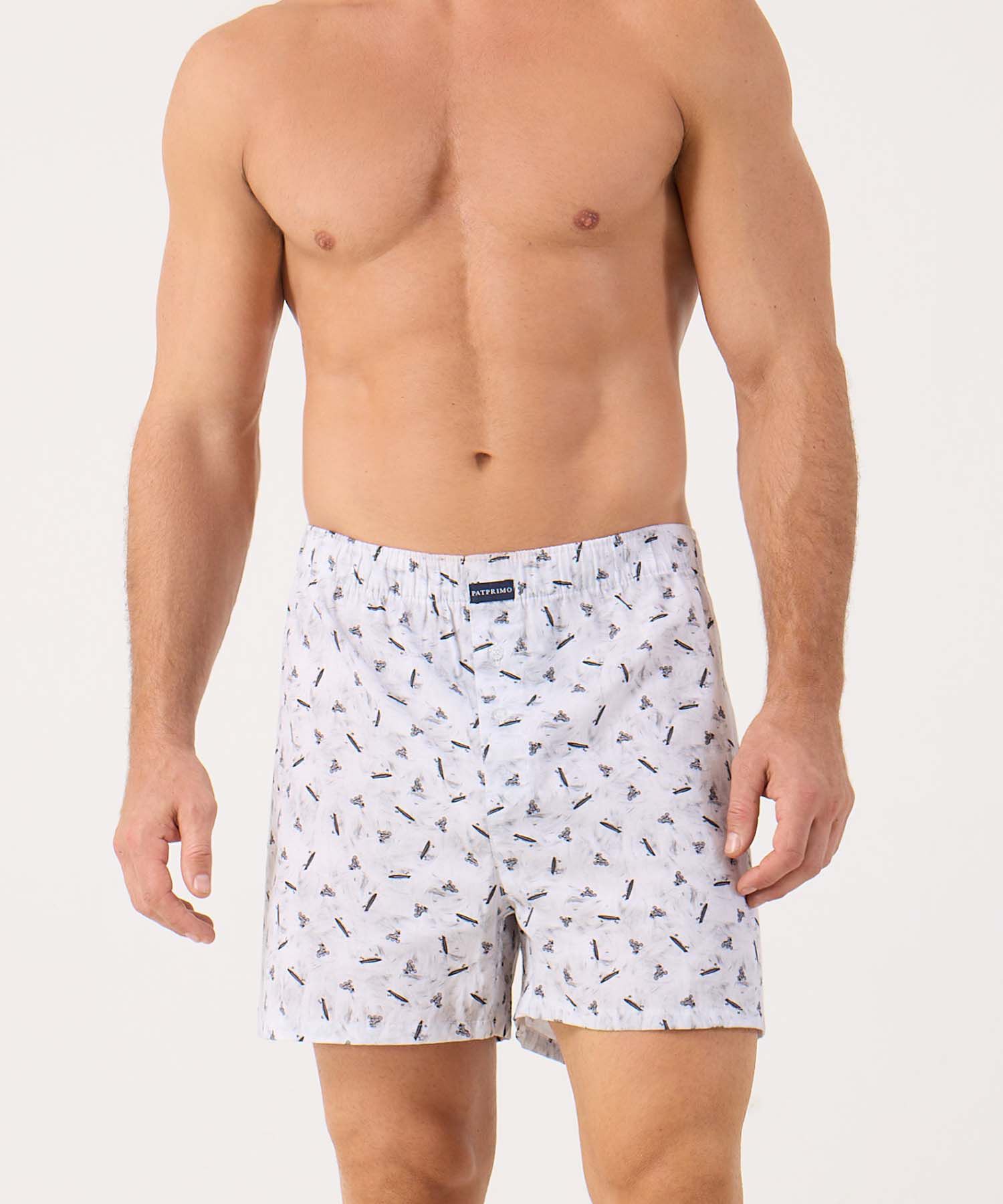 B&oacute;xer Estampado Holgado con Bragueta de Bot&oacute;n para Hombre