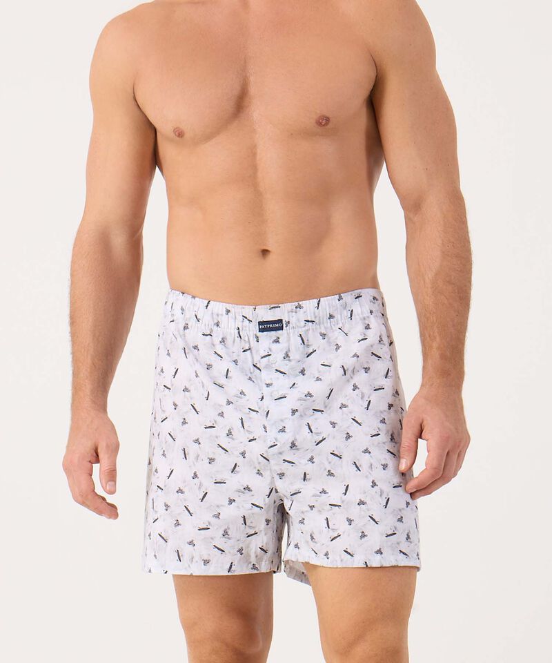 B&oacute;xer Estampado Holgado con Bragueta de Bot&oacute;n para Hombre