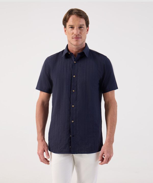 Camisa de Manga Corta Texturizada para Hombre image number null