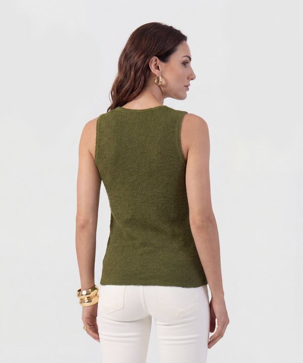 Chaleco De Tejido Con Botones Dorados Mujer