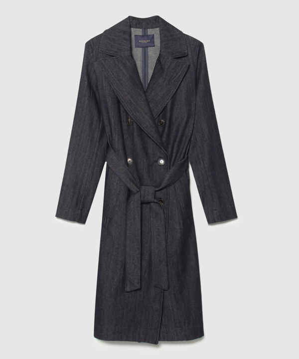 Chaqueta Gabardina En Denim Tono Azul Raw