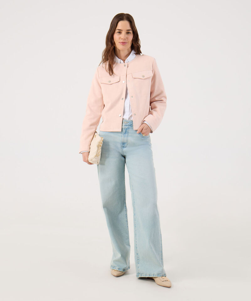 Chaqueta En Suede Unicolor