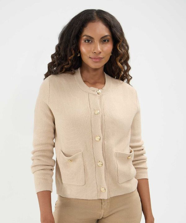 Saco Cardigan Con Botones Nauticos Para Mujer image number null