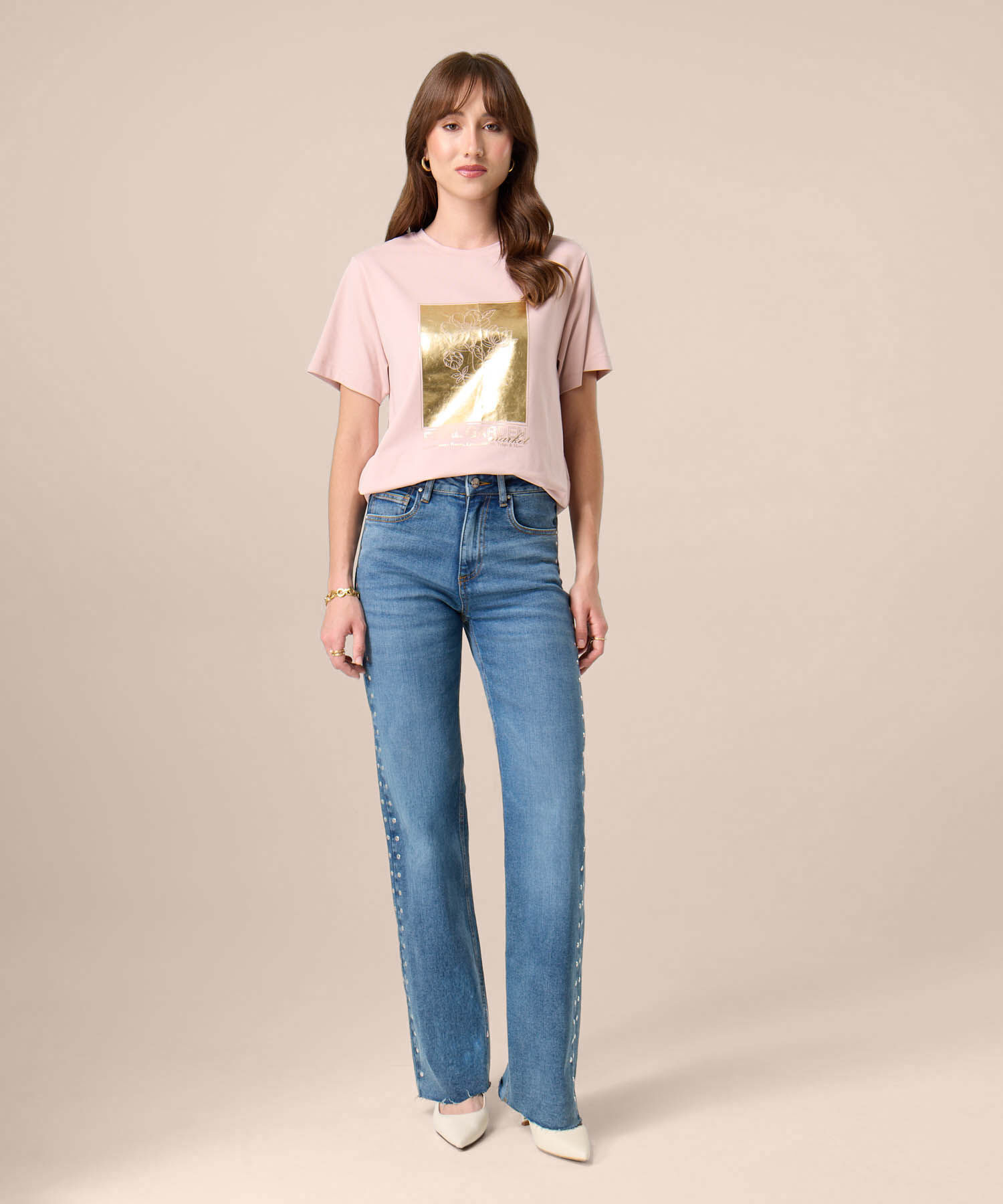 Jeans Para Mujer Con Apliques Laterales