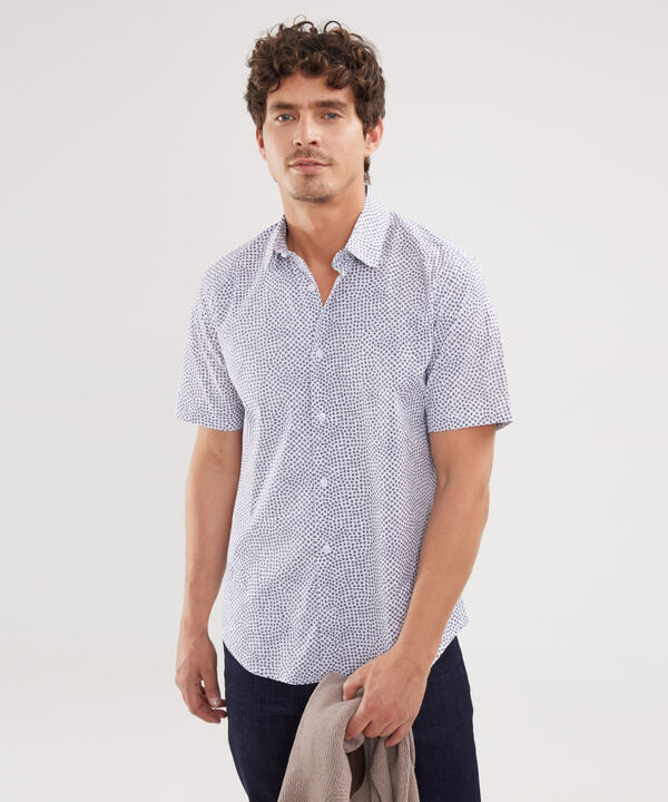 Camisa Estampada Manga Corta, Cuello Formal image number null
