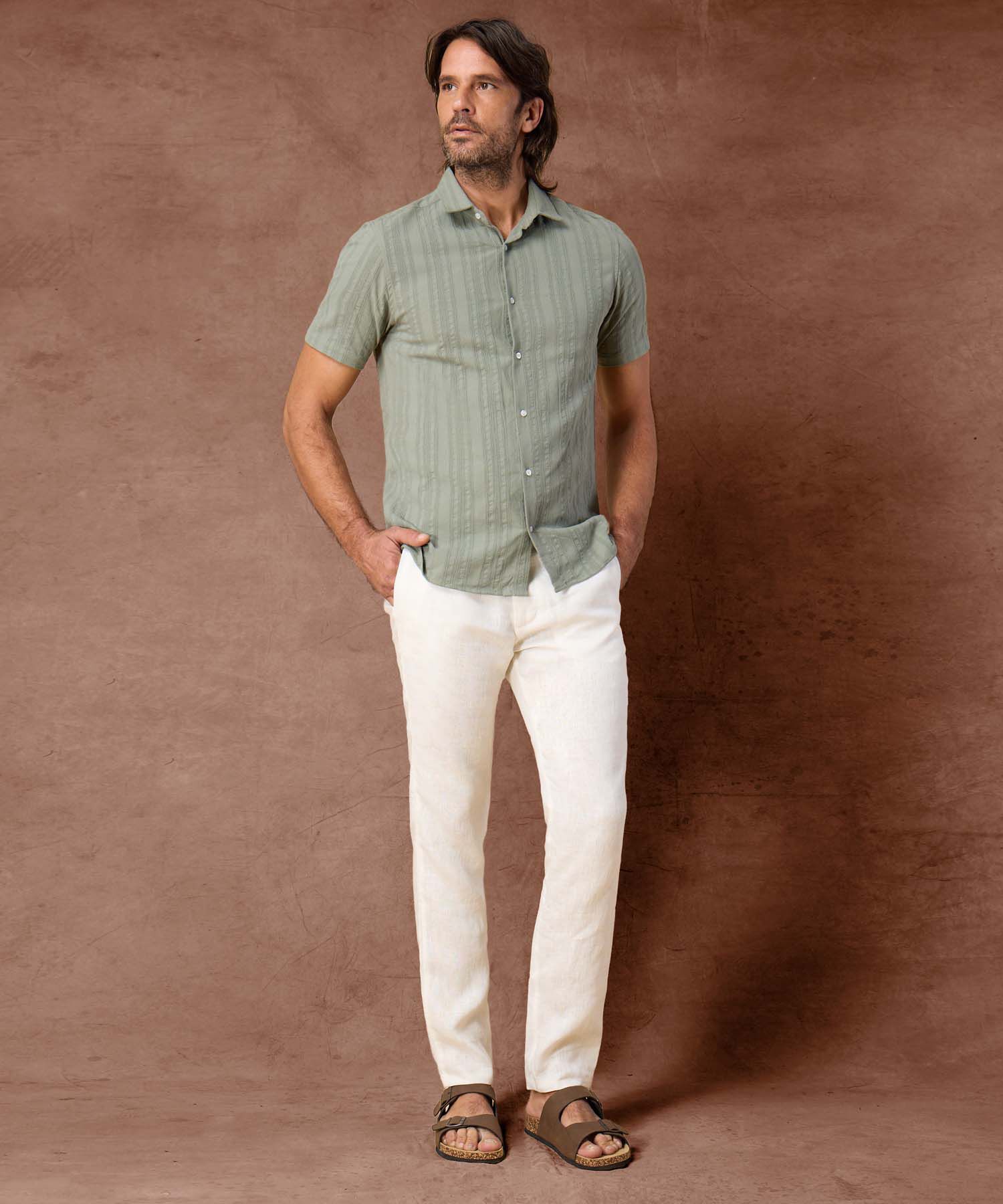 Pantalón de Lino Fresco para Hombre con Corte Recto