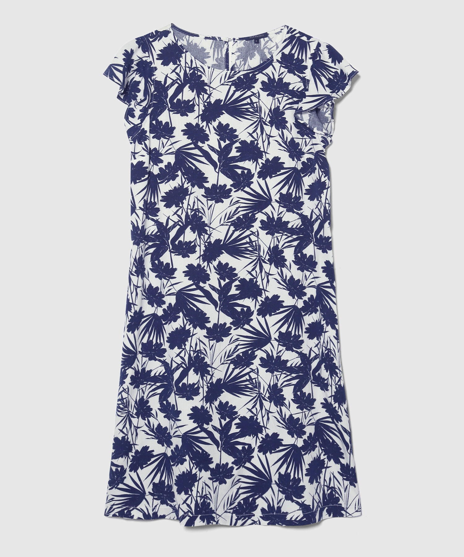 Vestido Estampado Manga Corta Con Bolsillo Laterales