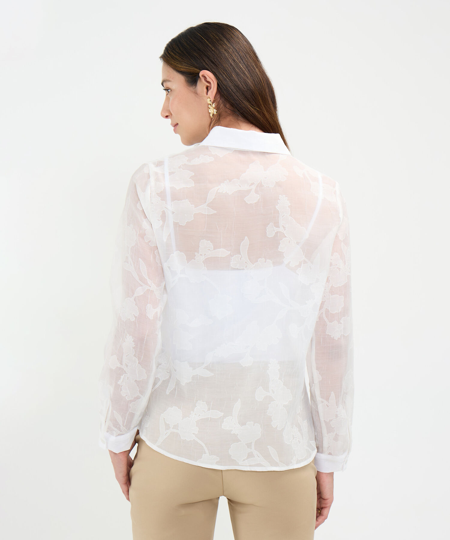 Camisa en Devore con Bordados