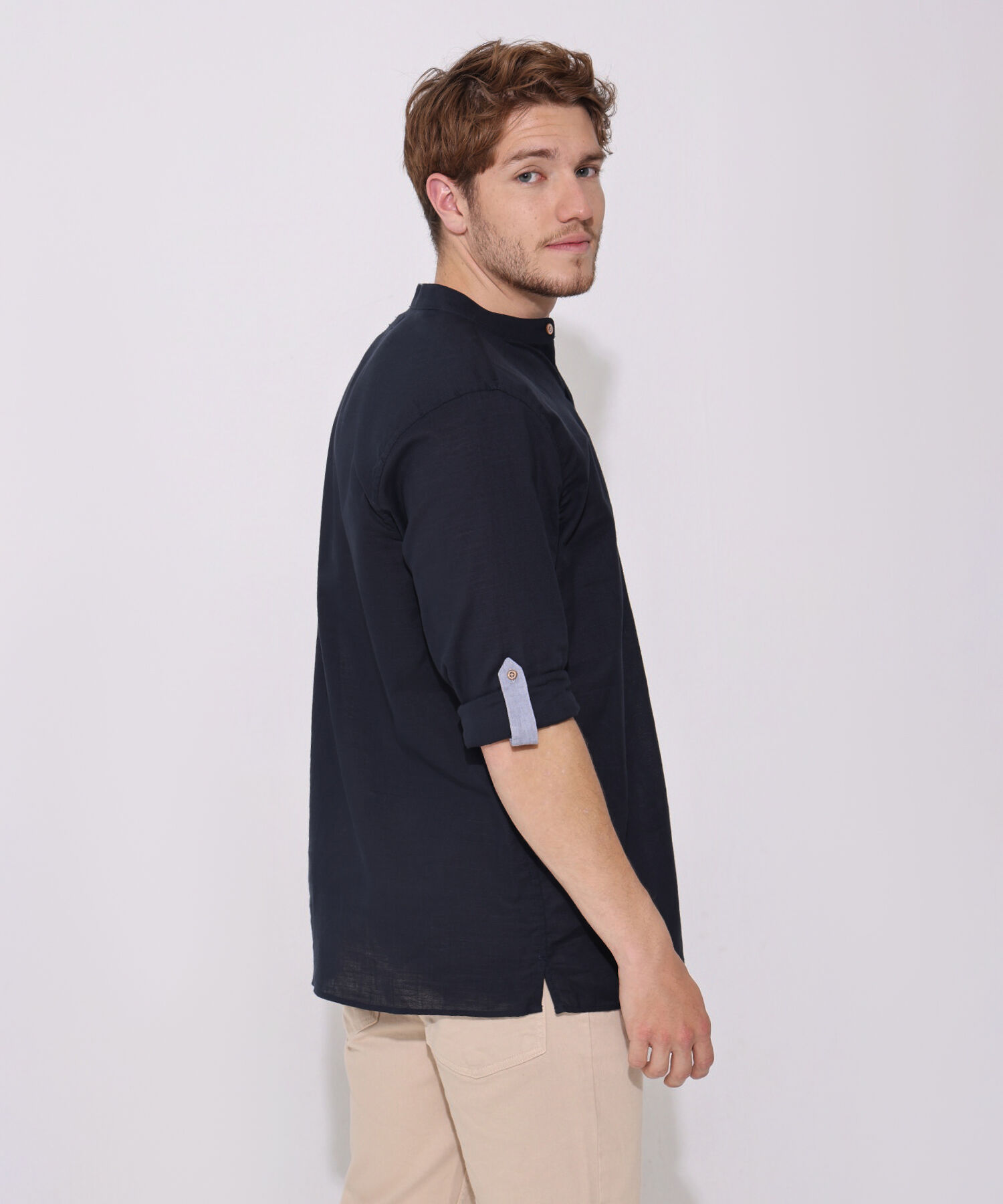 Camisa Manga Larga Cuello Neru Unicolor