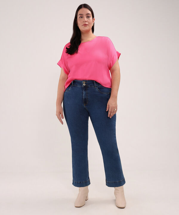 Jean Cropped Flare Tono Azul Medio