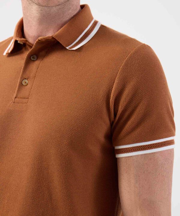 Polo Clásico con Detalles Acanalados en Contraste Para Hombre image number null