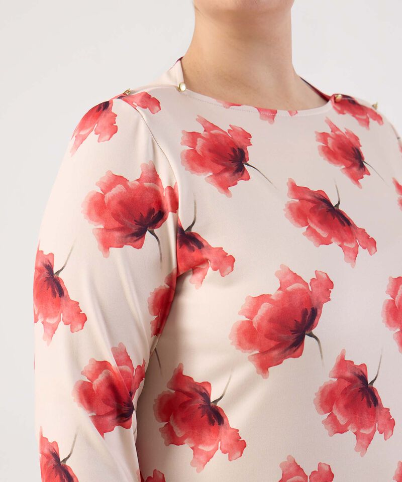 Blusa de Manga 3/4 con Botones Para Mujer Curvy