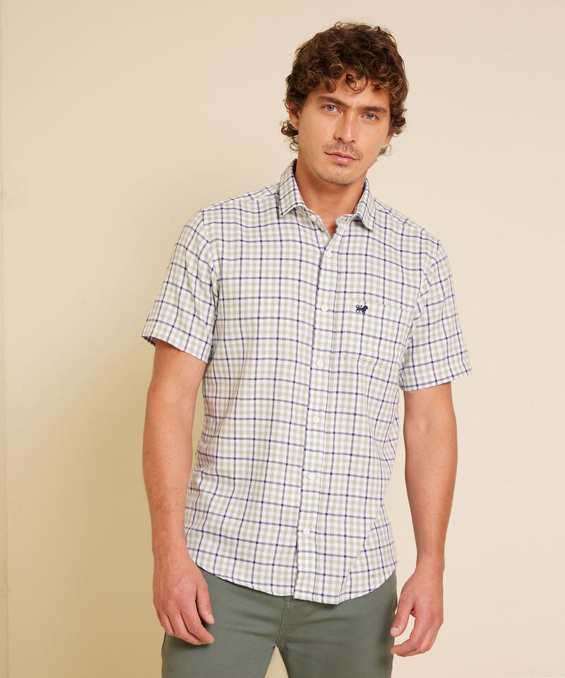 Camisa Preteñida Manga Corta Con Bolsillo Y Silueta Slim Fit