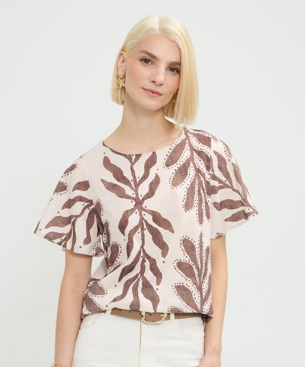 Blusa Manga Corta Acampanada Estampada image number null