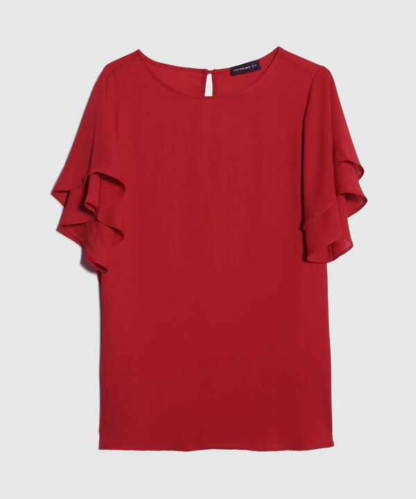 Blusa Unicolor Con Mangas Tipo Gola