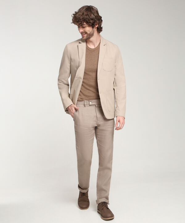 Blazer Tela Plana Bolsillos De Parche