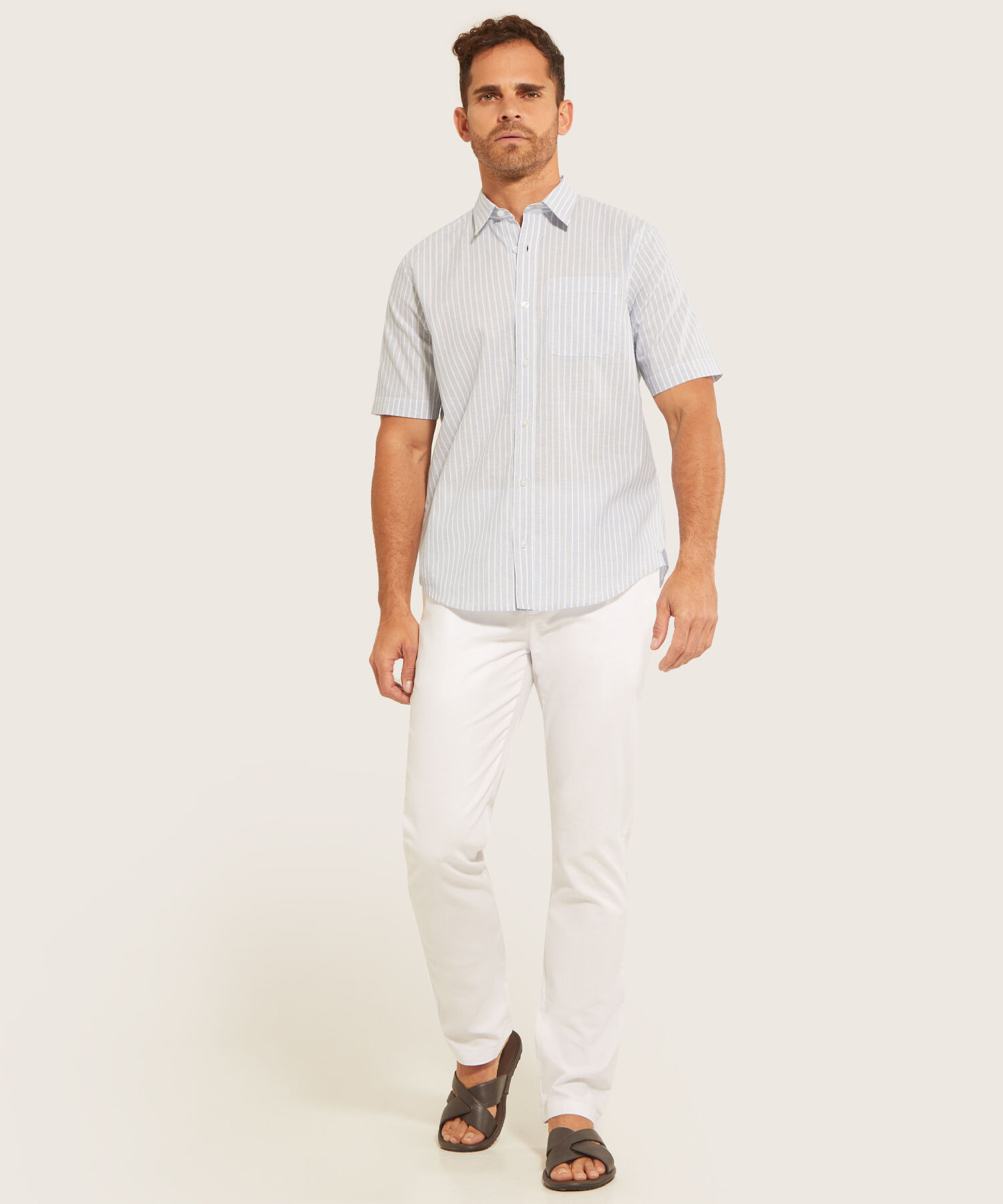Camisa Preteñida Manga Corta Y Con Bolsillo