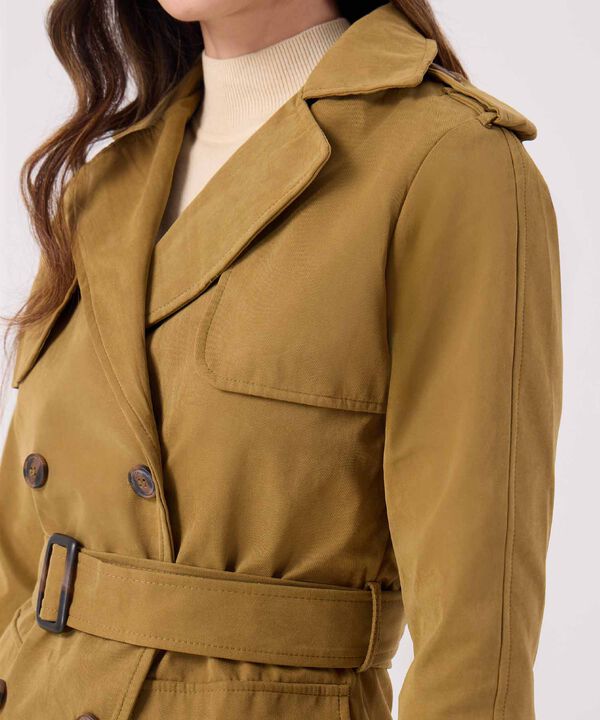 Chaqueta Trench Unicolor Con Cinturon  image number null